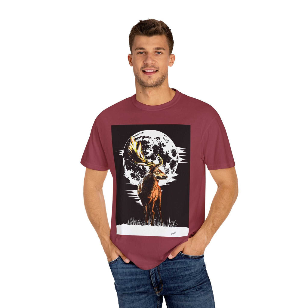 Moonlit Stag Unisex T-Shirt - Nature-Inspired Graphic Tee