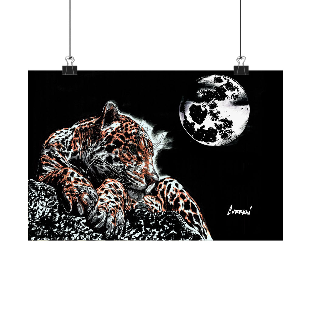 Majestic Leopard Satin Poster (300gsm) Moonlit Wildlife Art