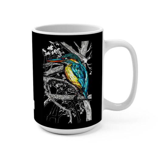 Colorful Kingfisher Art Mug - 15oz Ceramic Coffee Cup