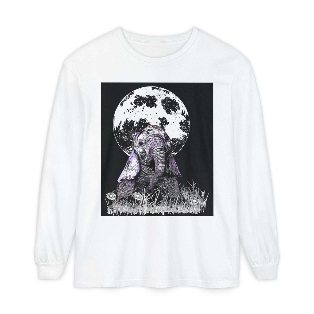 Moonlit Baby Elephant Long Sleeve T-Shirt