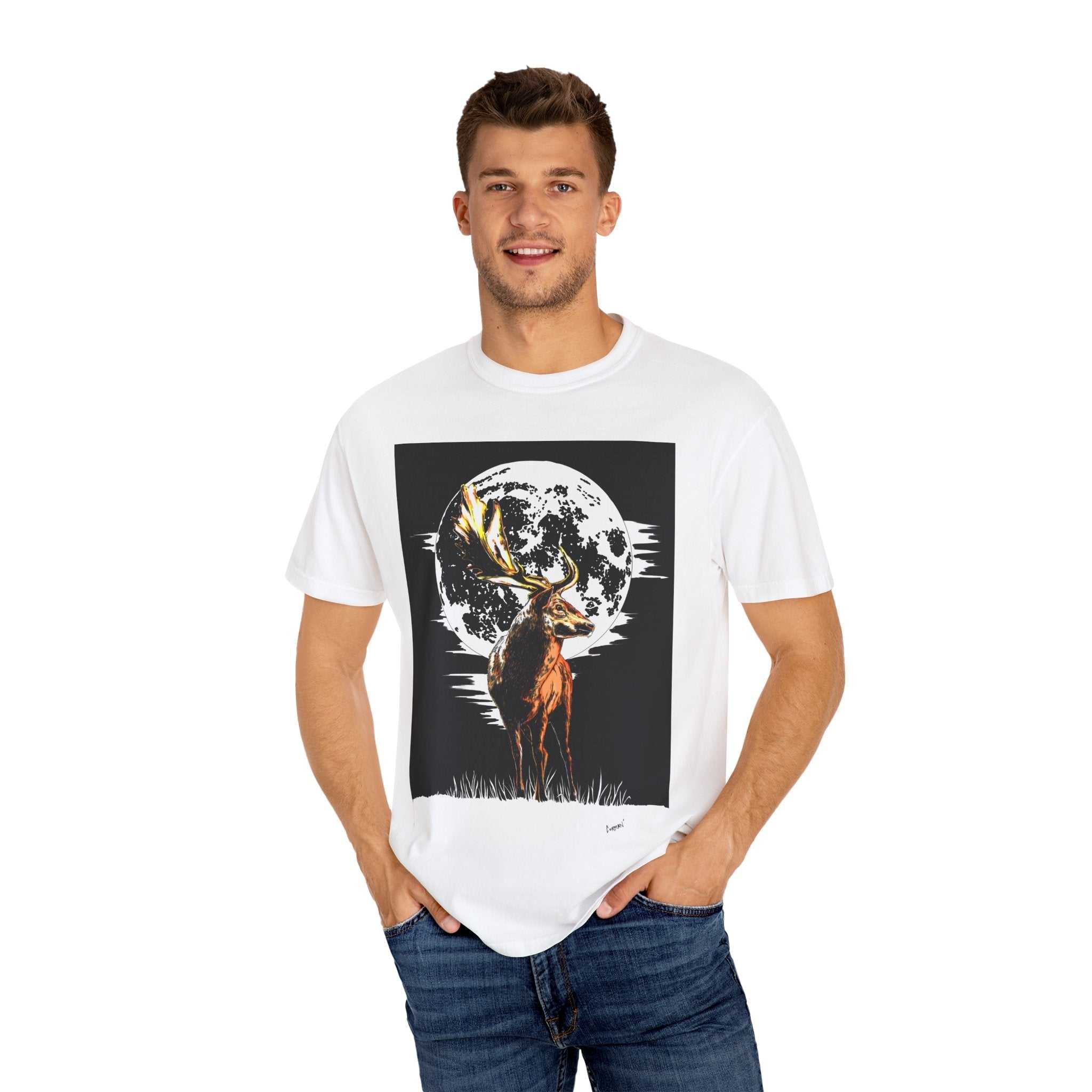 Moonlit Stag Unisex T-Shirt - Nature-Inspired Graphic Tee