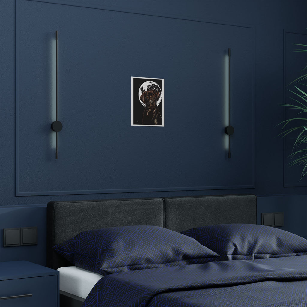 Chocolate Lab Dog Moonlight Satin Poster