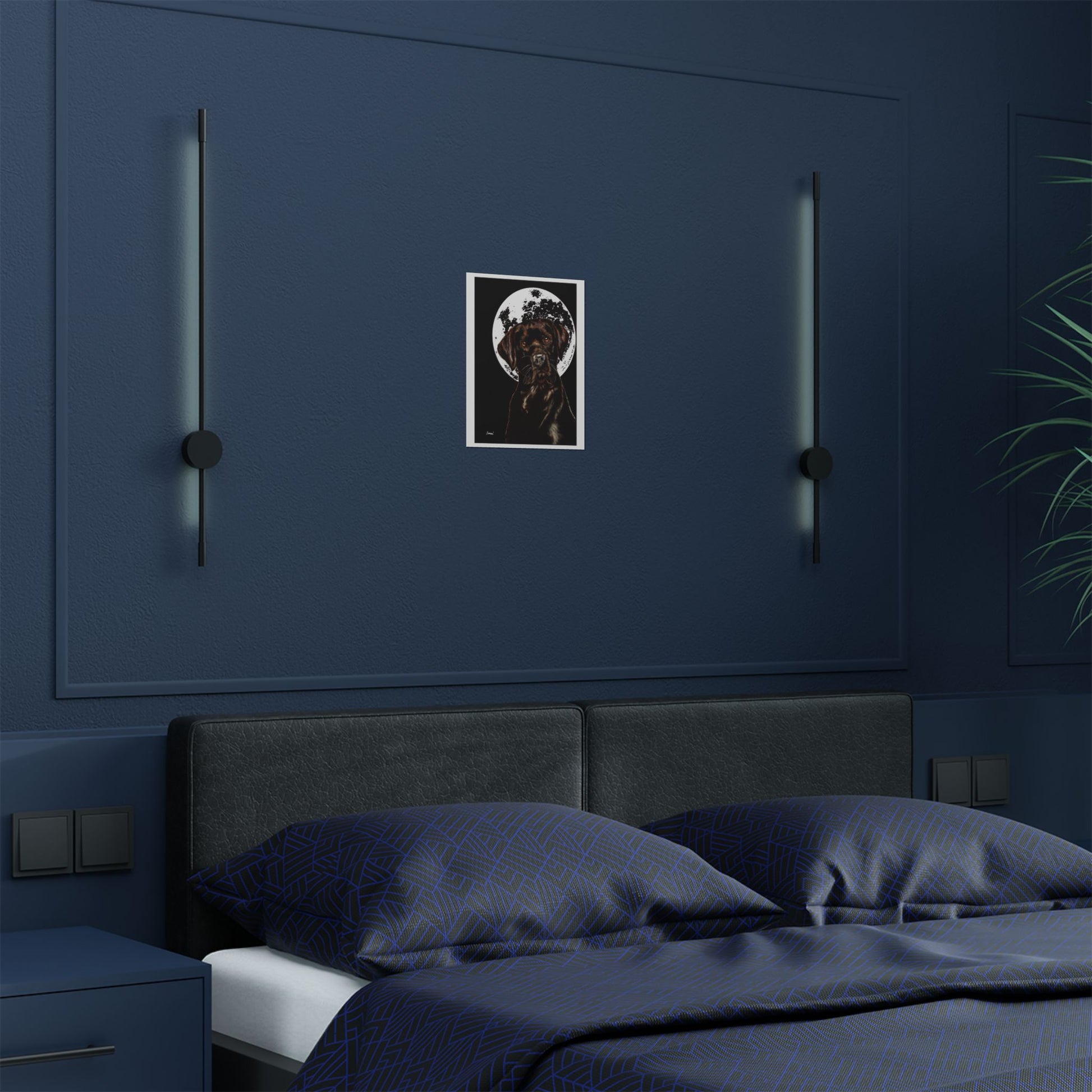 Chocolate Lab Dog Moonlight Satin Poster