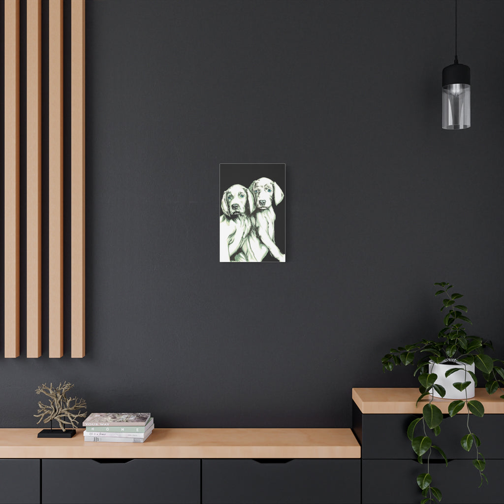 Two Puppies Art Canvas Print - Stretched Wall Decor