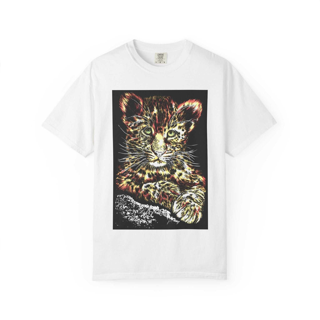 Turn heads with our wildlife Unisex Garment-Dyed T-shirt featuring Playful Leopard Cub. Perfect blend of style and comfort. Shop now!