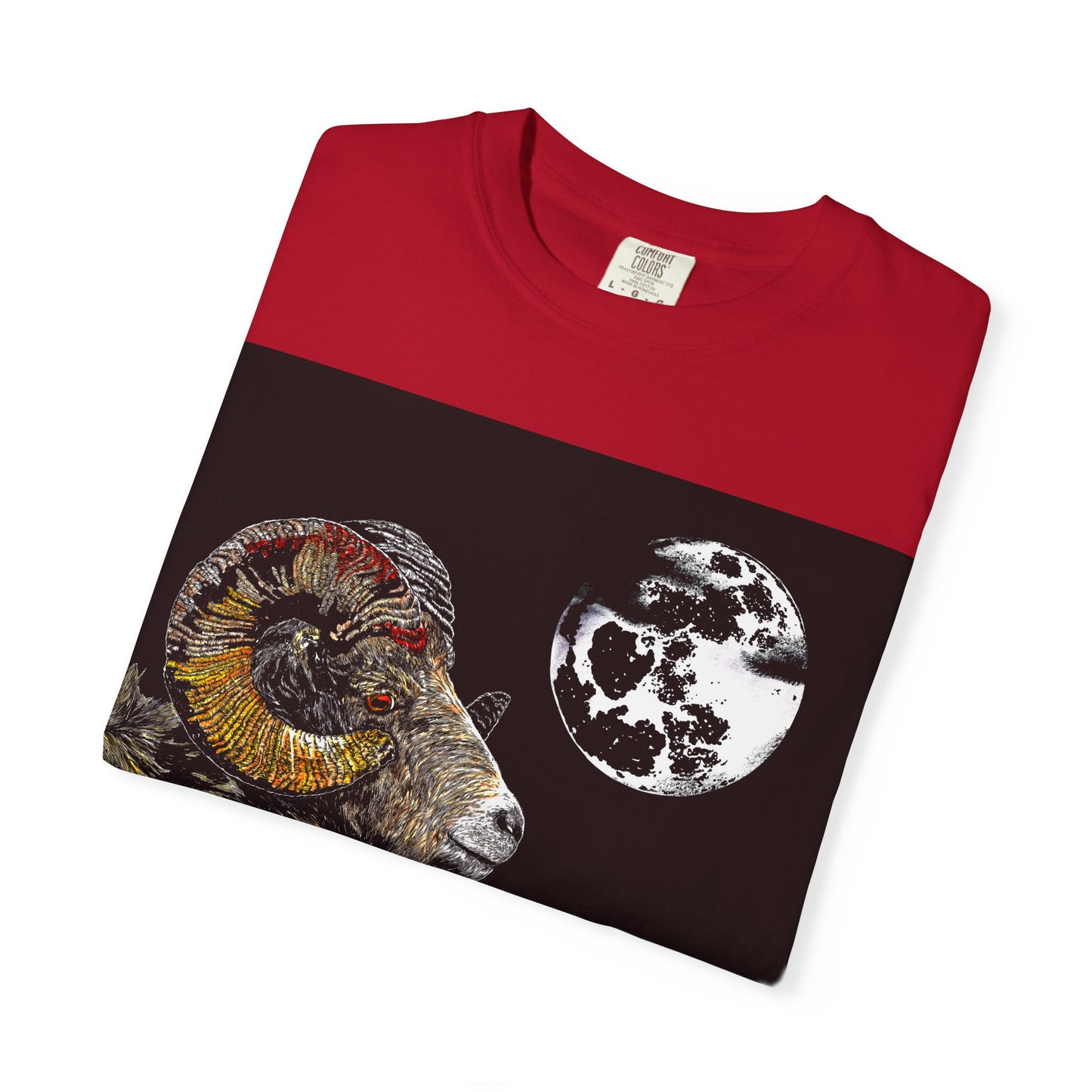 Ram and Moon Graphic Unisex T-Shirt - Nature-Inspired Artwear