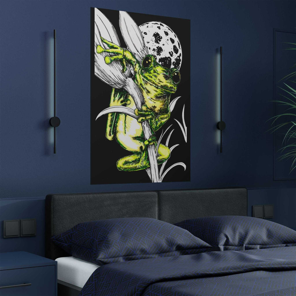Transform your space with our Whimsical Frog Satin Poster - Vibrant Wall Art for Nature Lovers. Add a pop of color and whimsy to your home today!