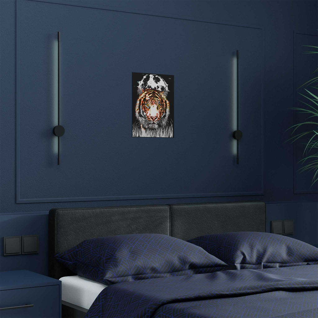 Tiger Satin Poster - 300gsm Art Print with Moon Design