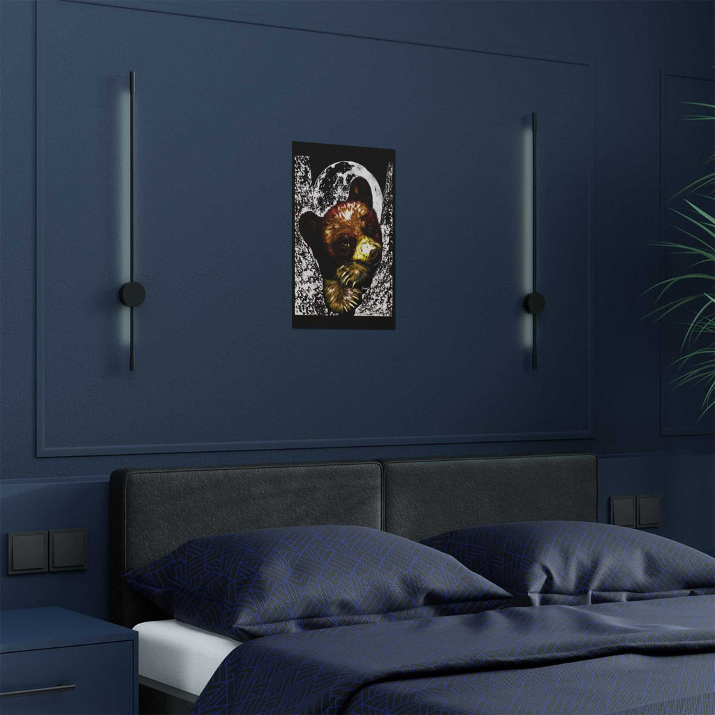Brown Bear Moon Satin Poster - Art Print for Nature Lovers