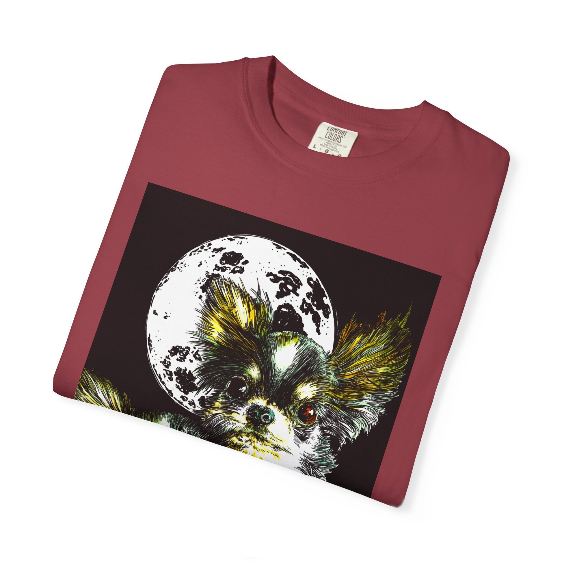 Cute Chihuahua Moon Night Unisex Garment-Dyed T-Shirt