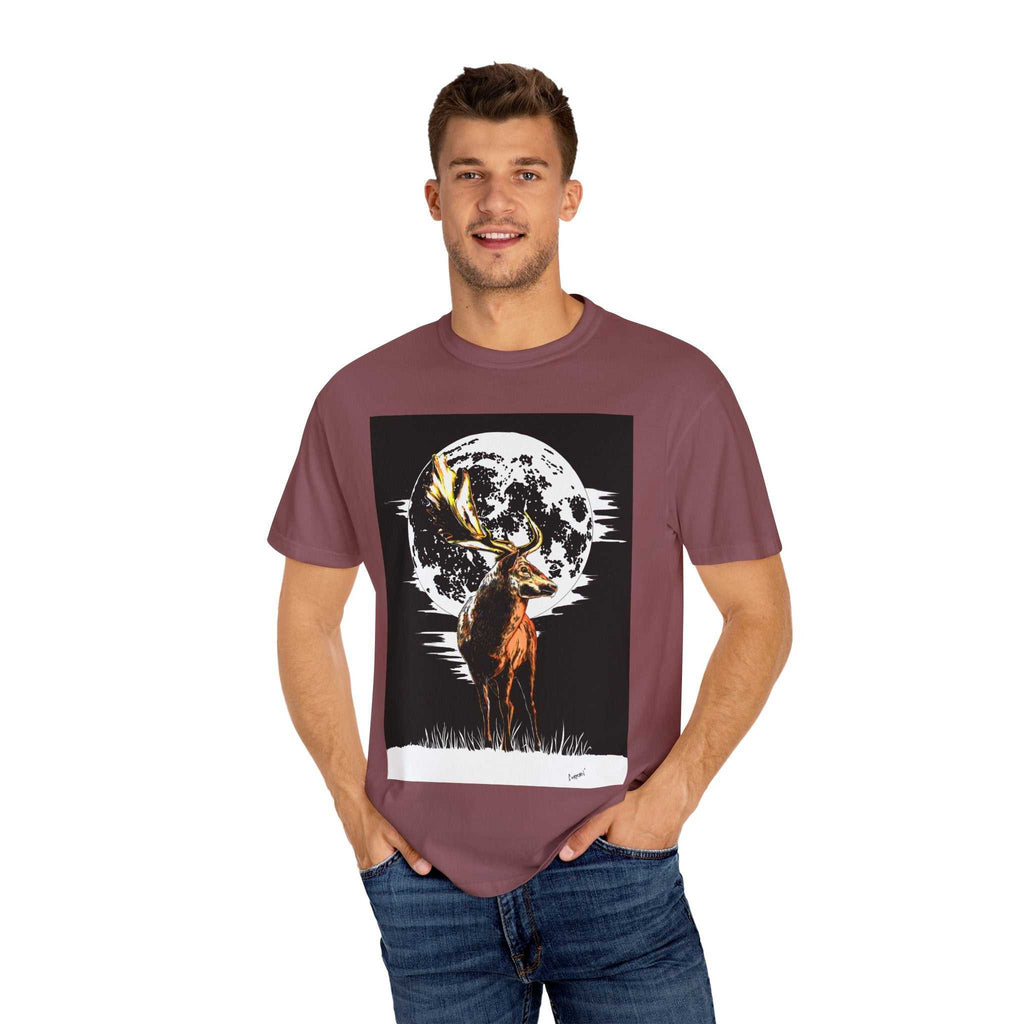 Moonlit Stag Unisex T-Shirt - Nature-Inspired Graphic Tee
