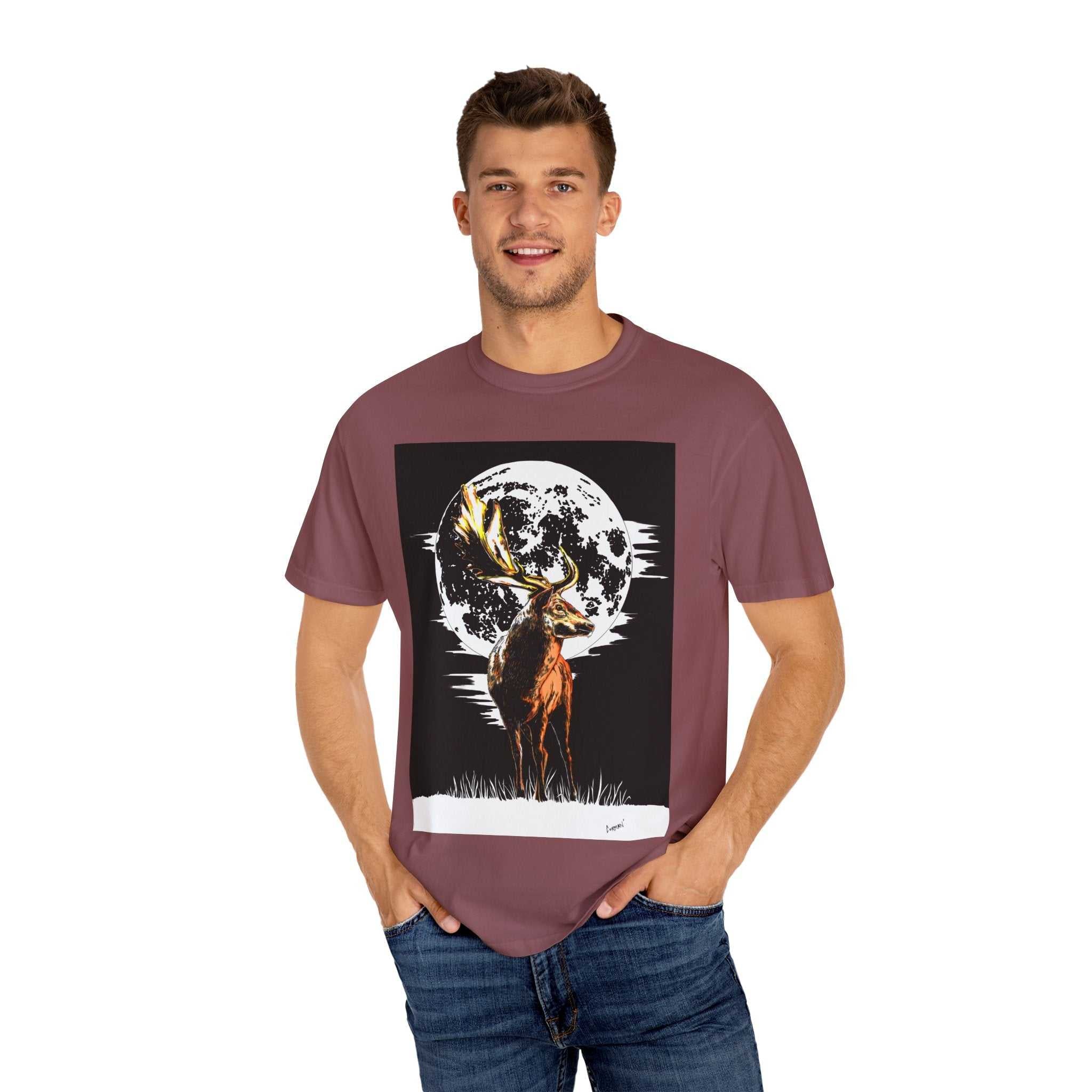 Moonlit Stag Unisex T-Shirt - Nature-Inspired Graphic Tee