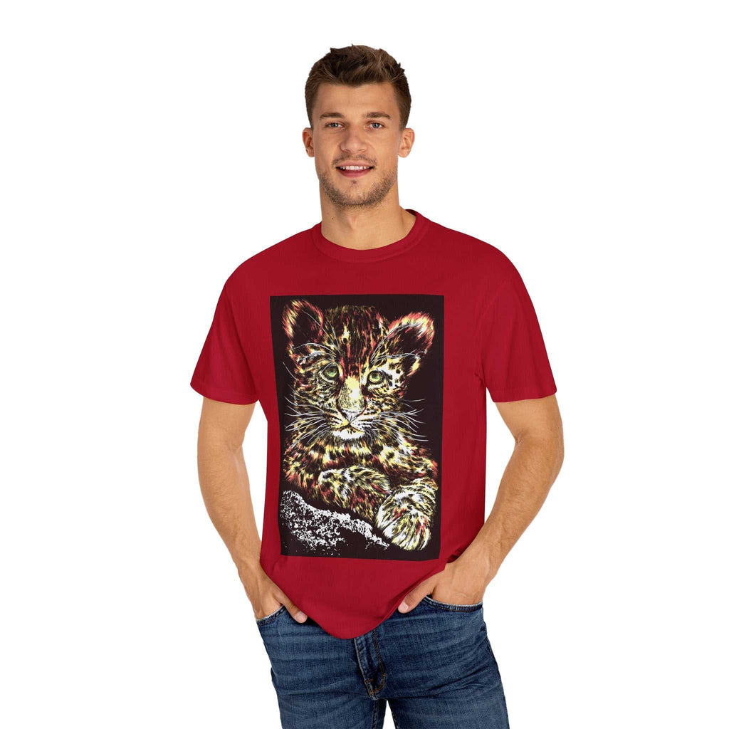Unisex Garment-Dyed T-shirt featuring Playful Leopard Cub
