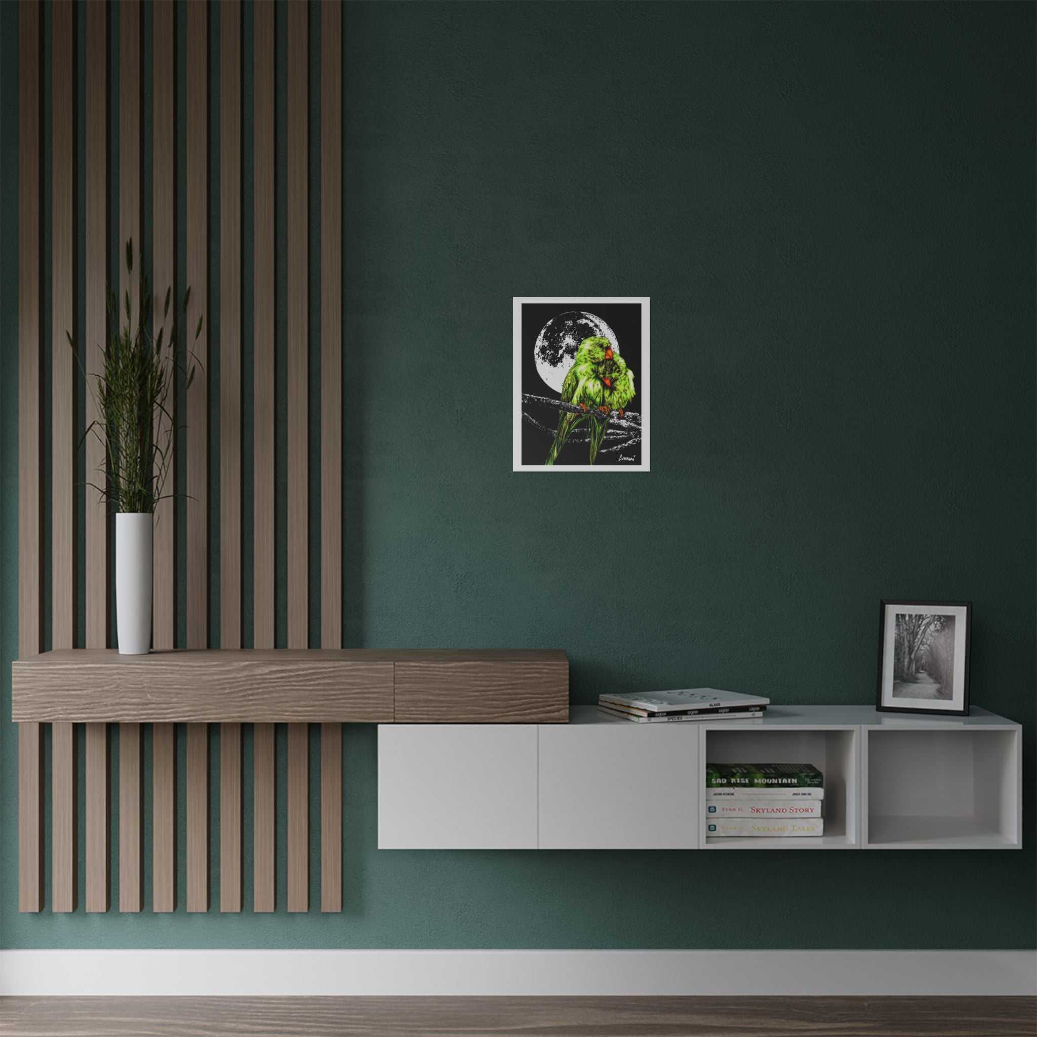Bring your walls to life with the stunning Vibrant Lovebirds Satin Poster - 300gsm Wall Art. Add a pop of color to your space today!