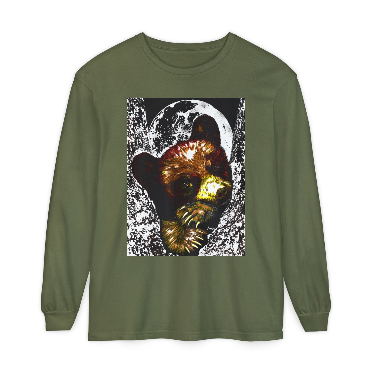 Moonlit Brown Bear Cub Unisex Long Sleeve T Shirt