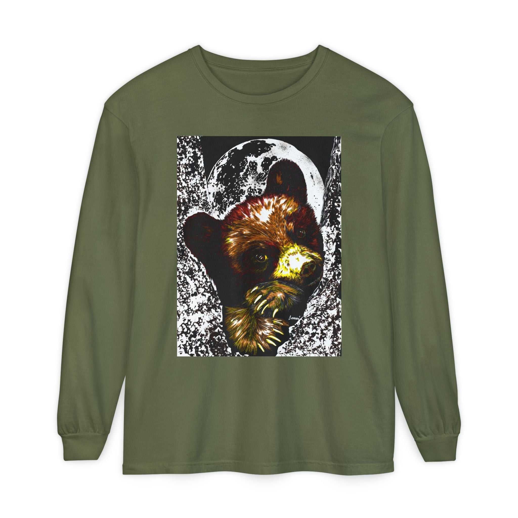 Moonlit Brown Bear Cub Unisex Long Sleeve T Shirt