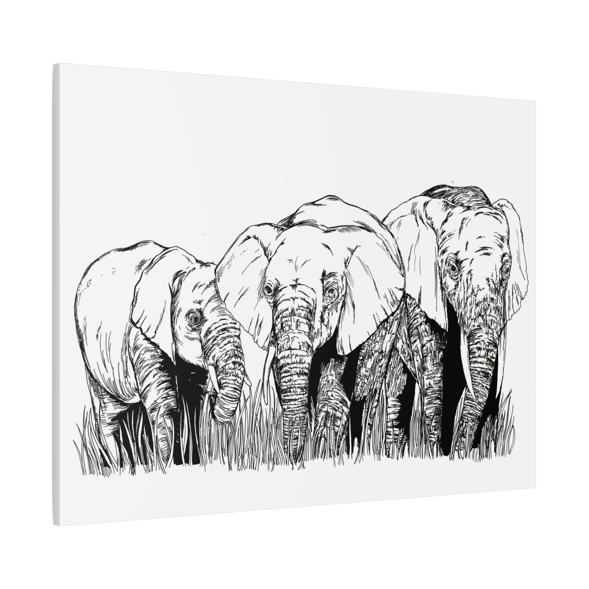 Elephant Family Art – Original Hand-Drawn Unique,