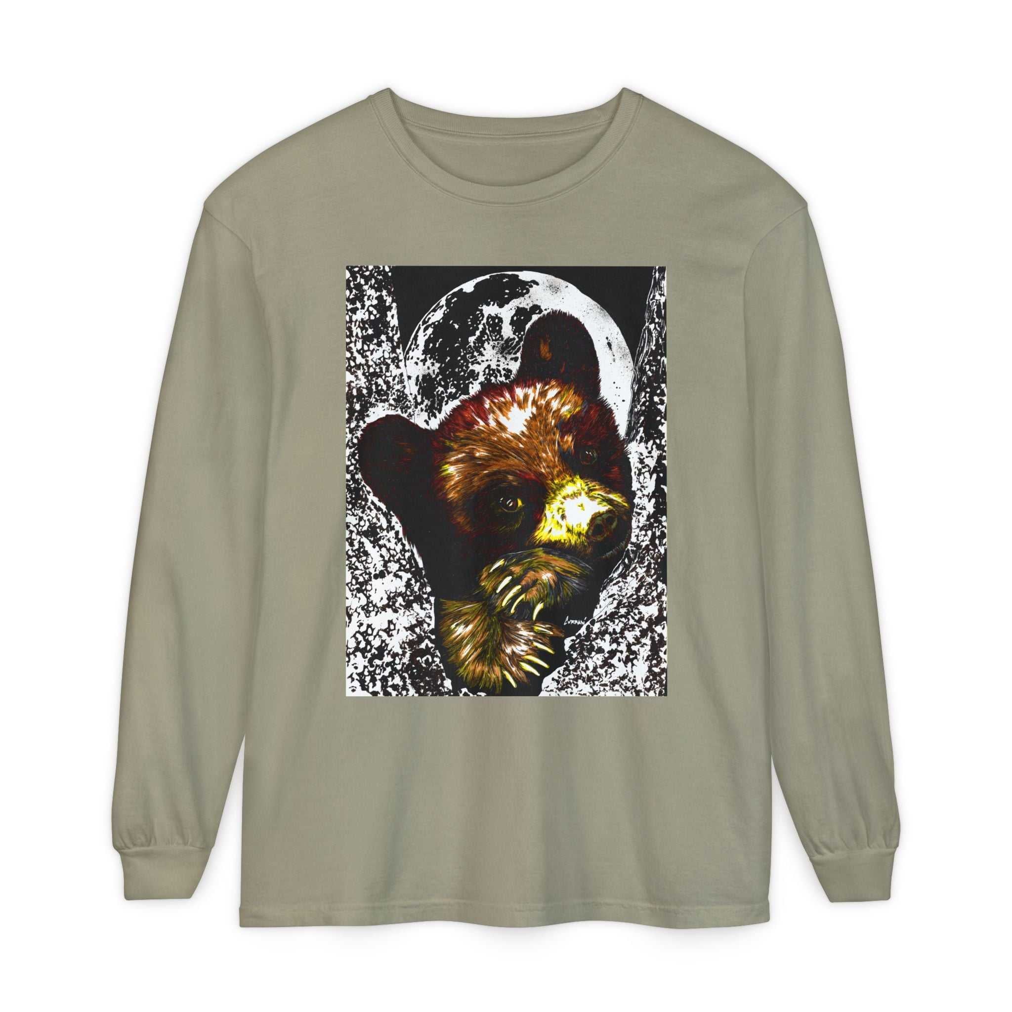 Moonlit Brown Bear Cub Unisex Long Sleeve T Shirt