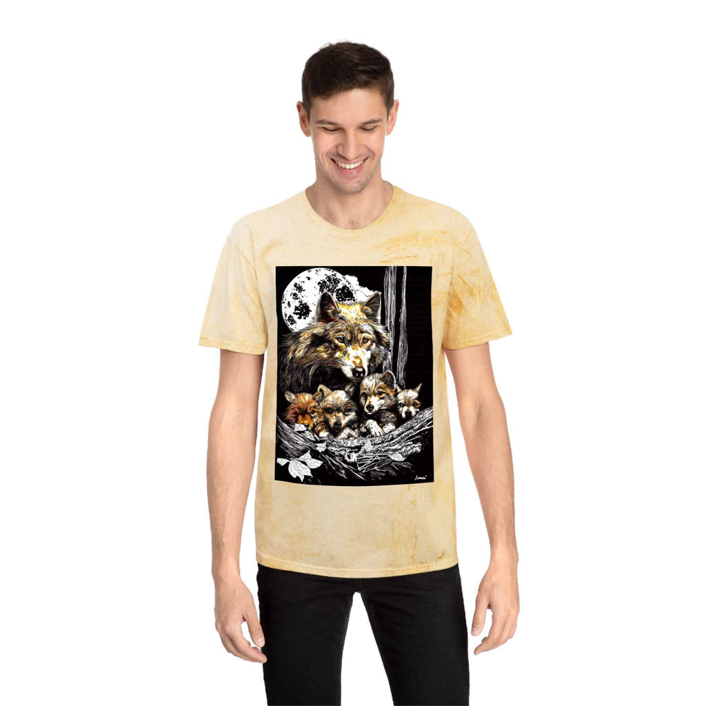 Moonlit Wolf Family Unisex Color Blast Shirt Nature Lover Gift