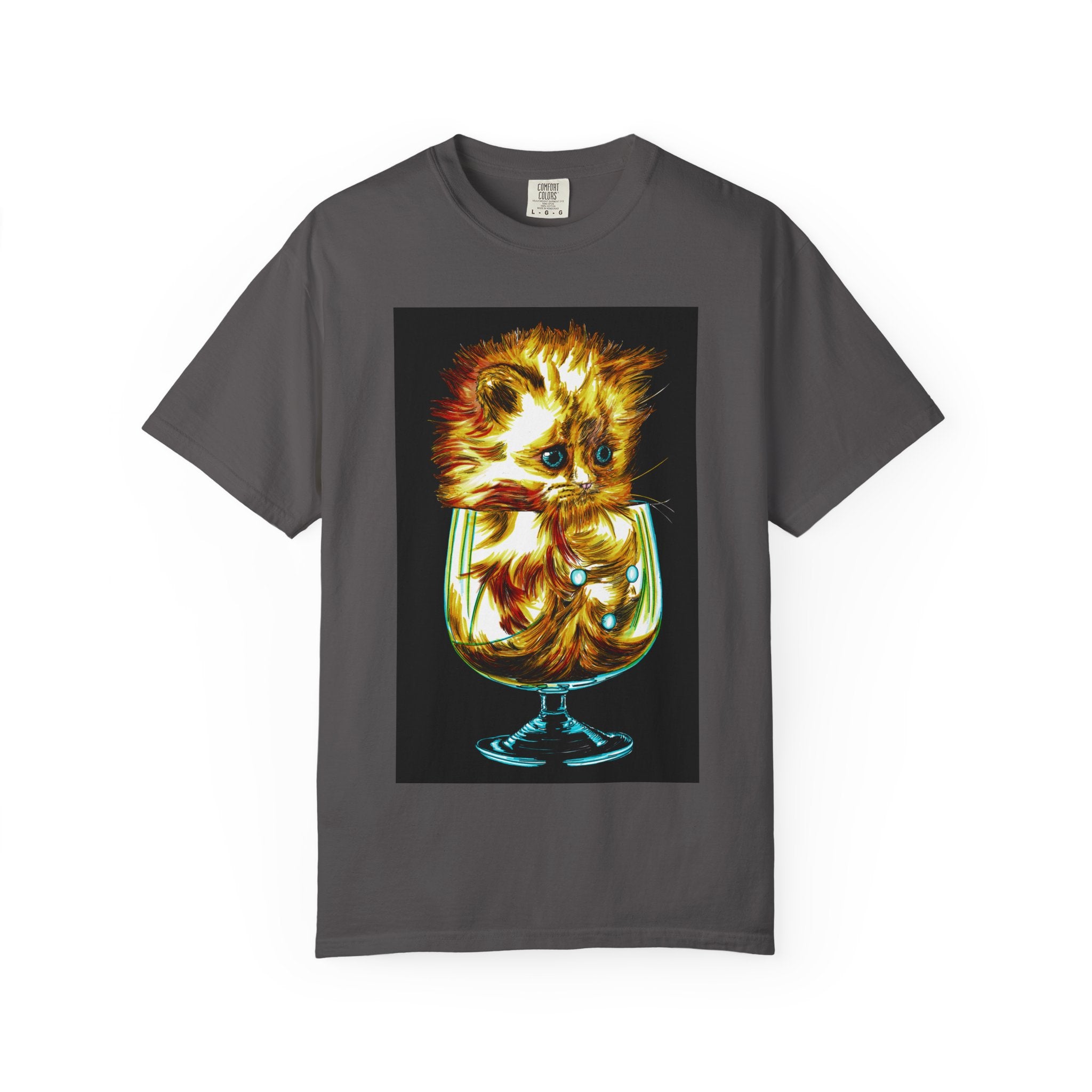 Kitten in a Glass Unisex T-shirt - Hand Drawn Art
