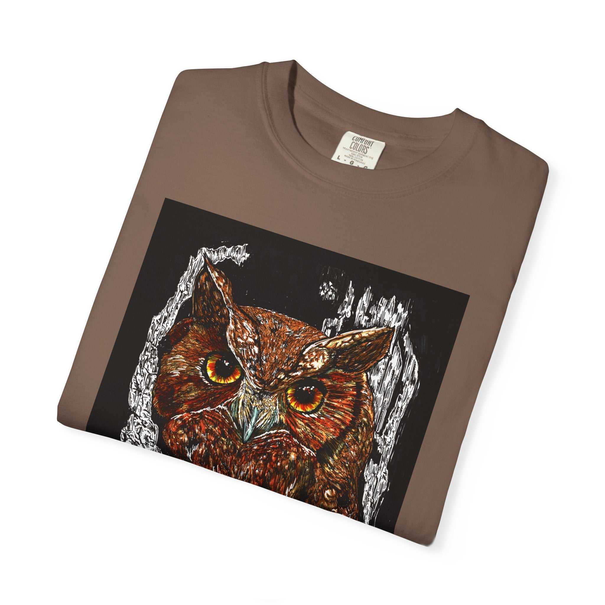 Artistic Owl Unisex Garment-Dyed T-Shirt