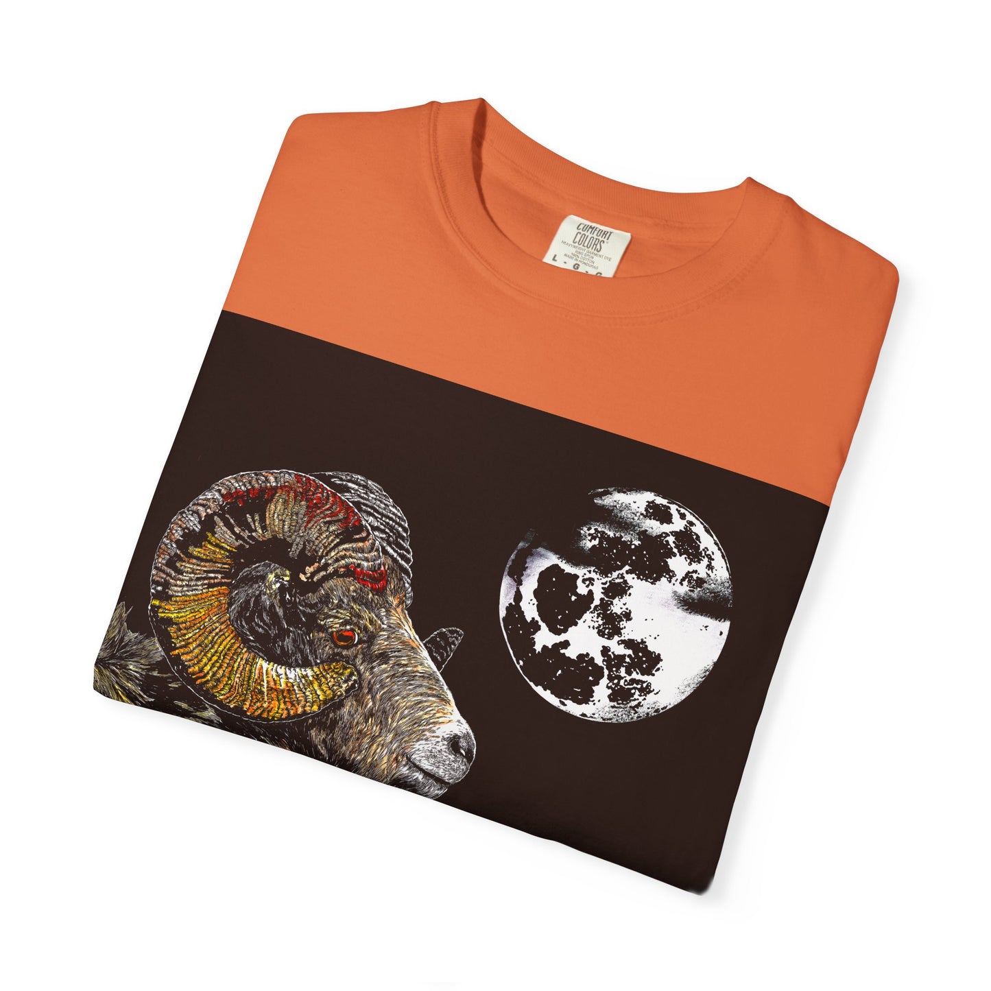 Ram and Moon Graphic Unisex T-Shirt - Nature-Inspired Artwear