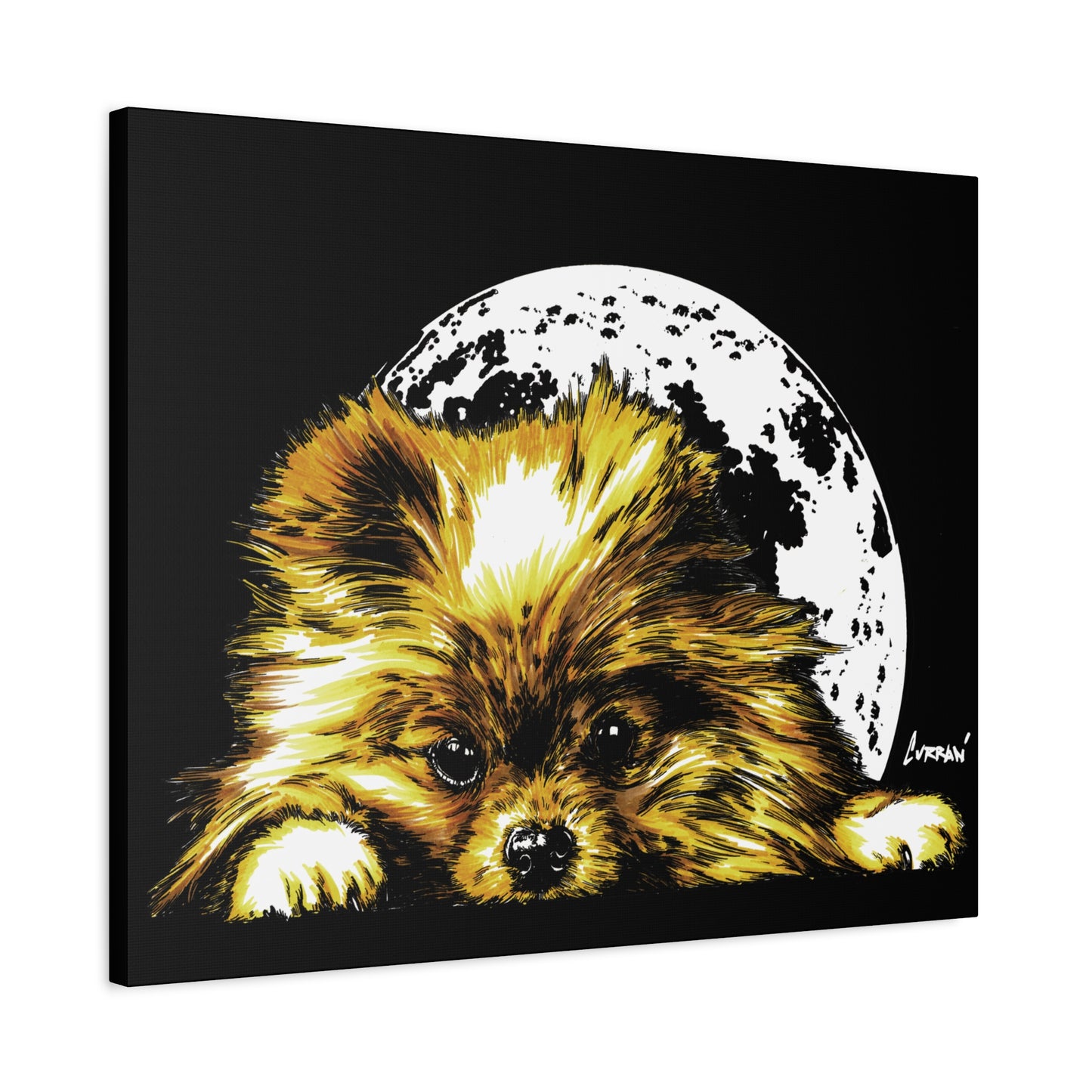 Pomeranian Moon Canvas Art Print- Dog Lover's Decor, 1.25" Stretched Print