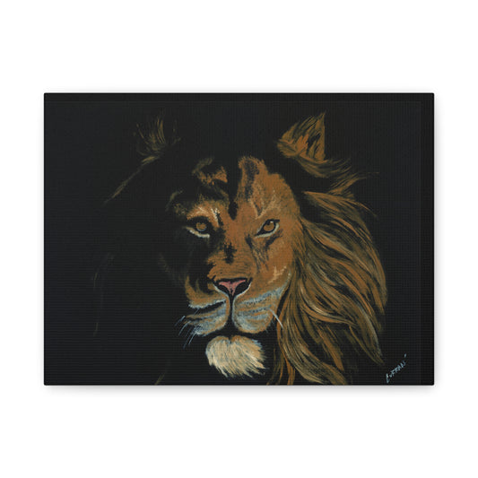 Lion Canvas Art – Original Hand-Painted Realistic and Detailed Big Cat Portrait printed on Matte Canvas, Stretched, 1.25"