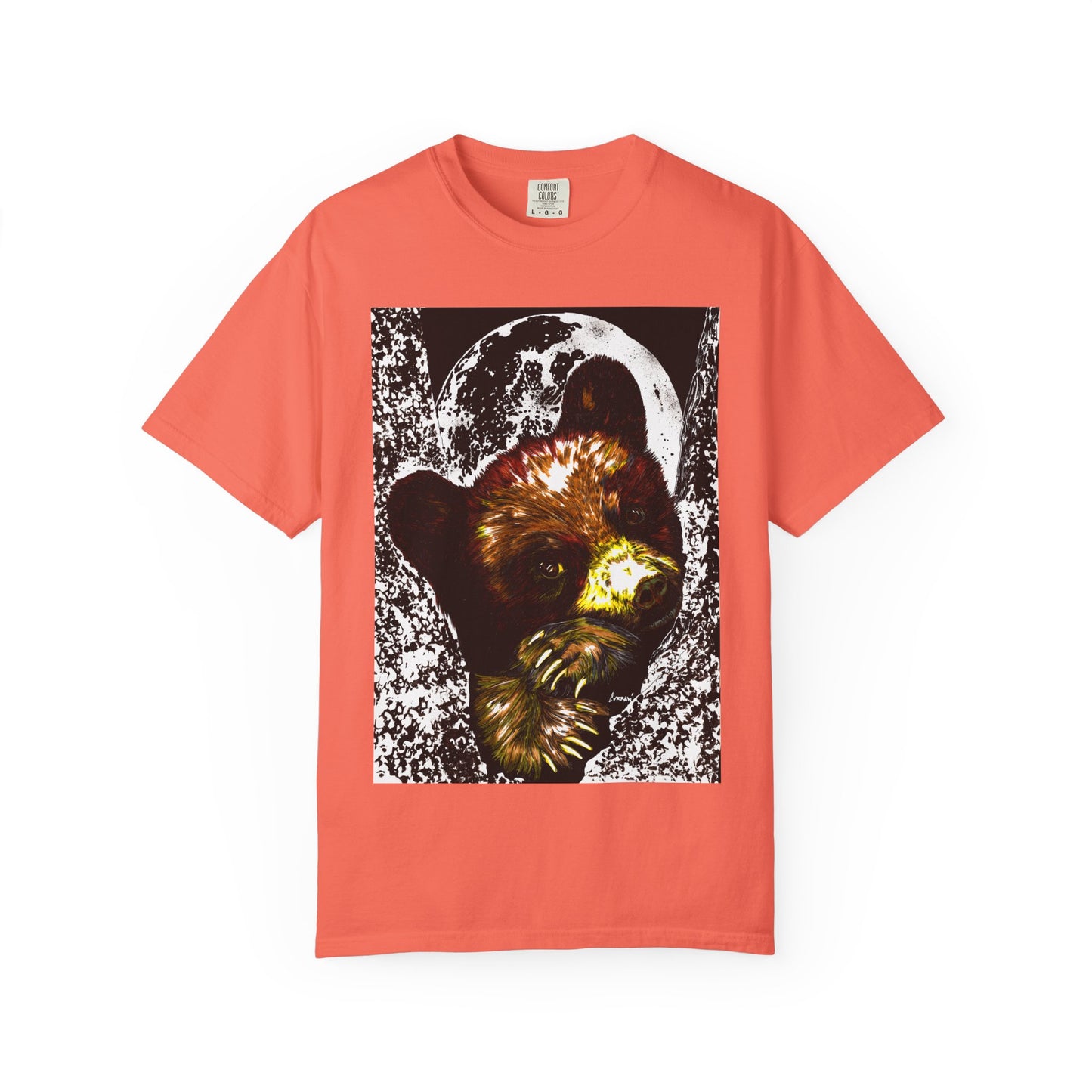 Moonlit Brown Bear Cub Unisex Garment-Dyed T-Shirt | Nature-Inspired Apparel