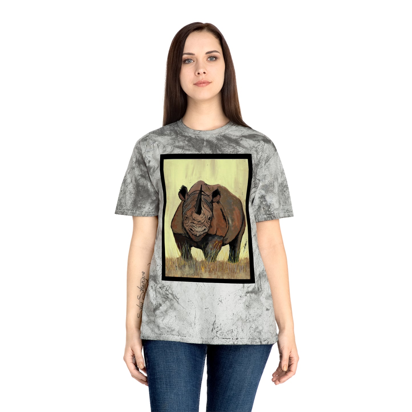 Color Blast Rhino Unisex T Shirt Hand Painted Art