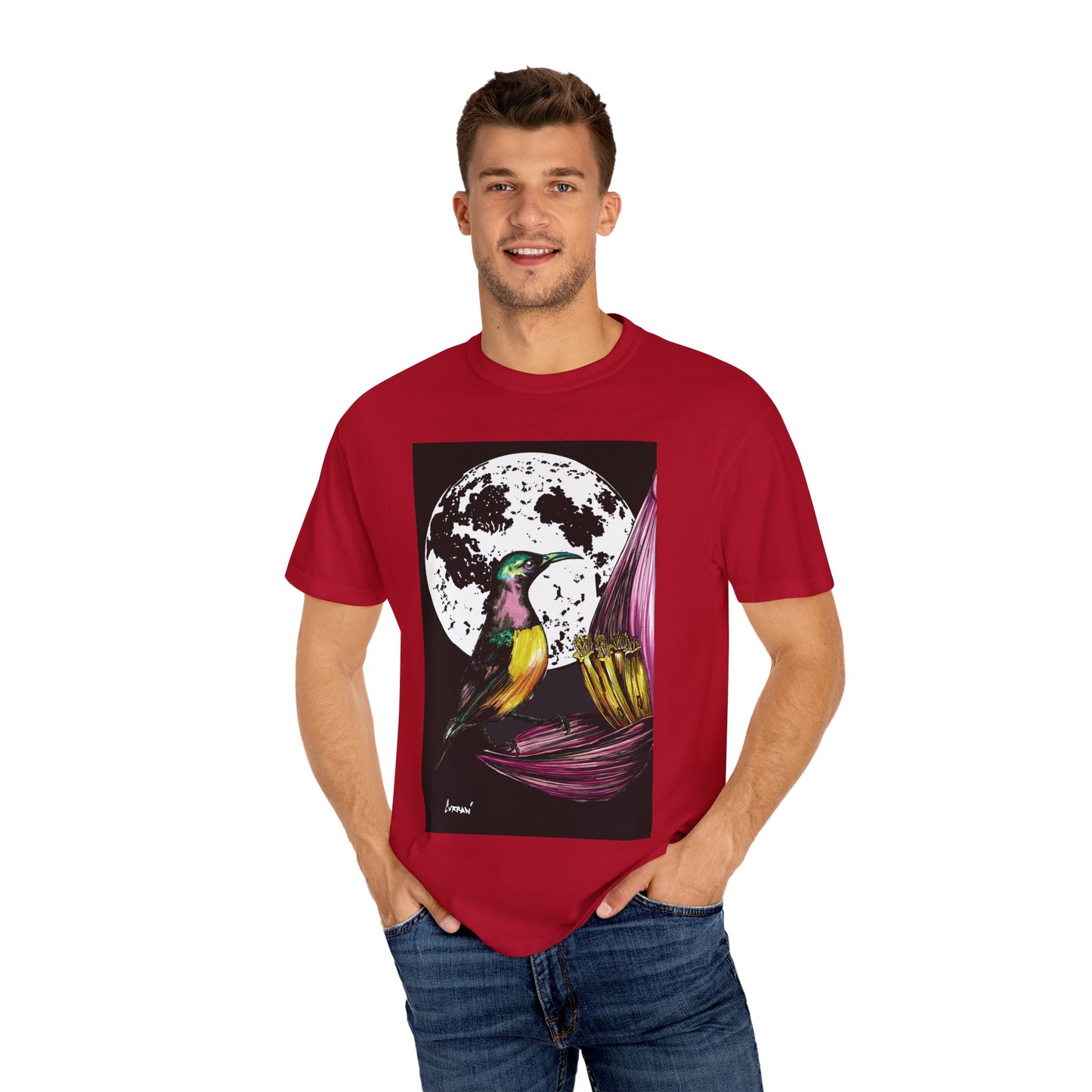 Moonlit Hummingbird Unisex T-Shirt - Vibrant Nature Design