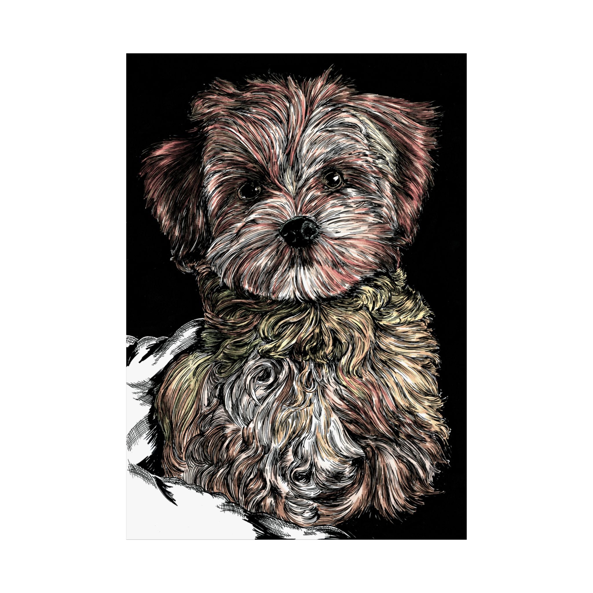 Custom Dog Portrait Satin Poster | 300gsm Pet Art Print