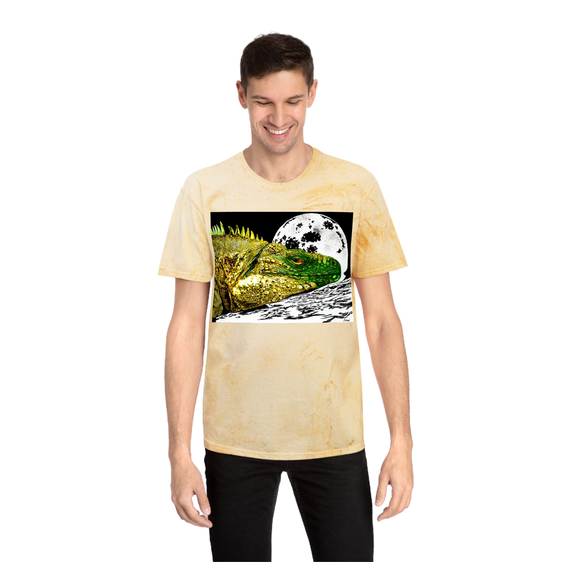 Reptile Moonlight T Shirt Hand Drawn Color Blast Design