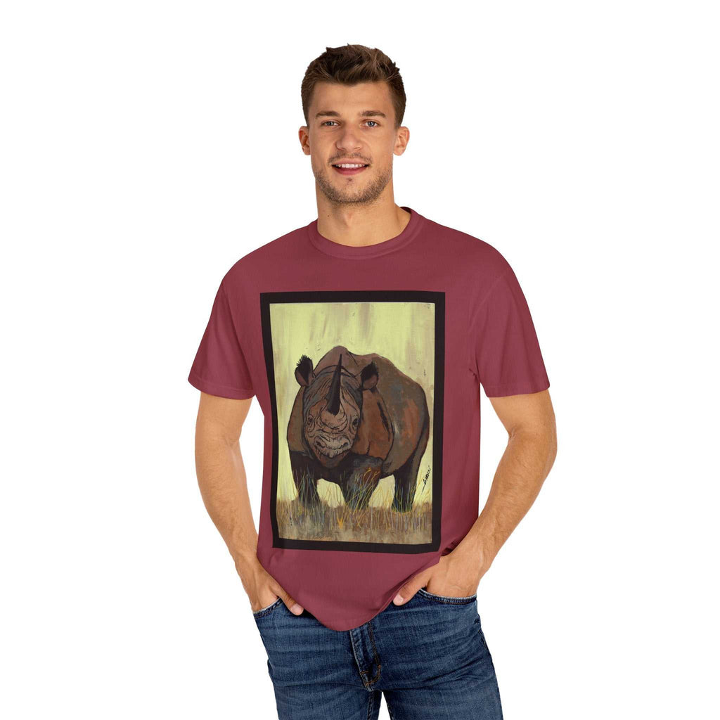 Perfect blend of style and sustainability with our Wildlife Rhinos Unisex Garment-Dyed T-Shirt - Eco-Friendly Nature Art. Stand out in nature-inspired fashion!