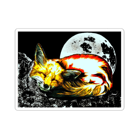 Sleepy Fox Kiss-Cut Stickers - Artistic Wildlife Design for Nature Lovers
