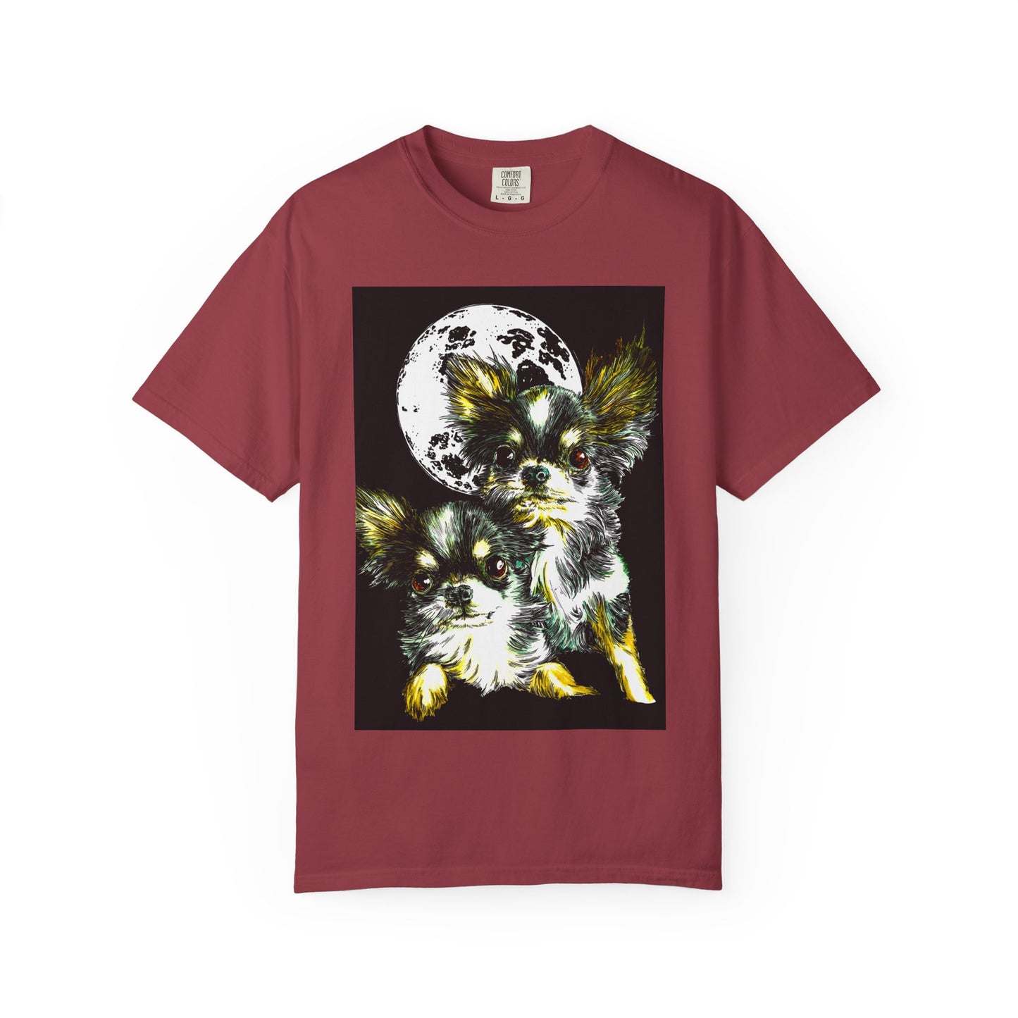 Cute Chihuahua Moon Night Unisex Garment-Dyed T-Shirt