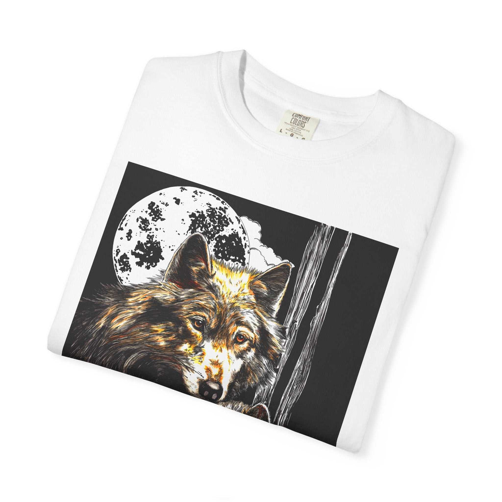Experience nature inspired art with our exclusive Wolf Family Garment-Dyed T-Shirt - Nature Inspired Art. Stand out in style and connect with wildlife.
