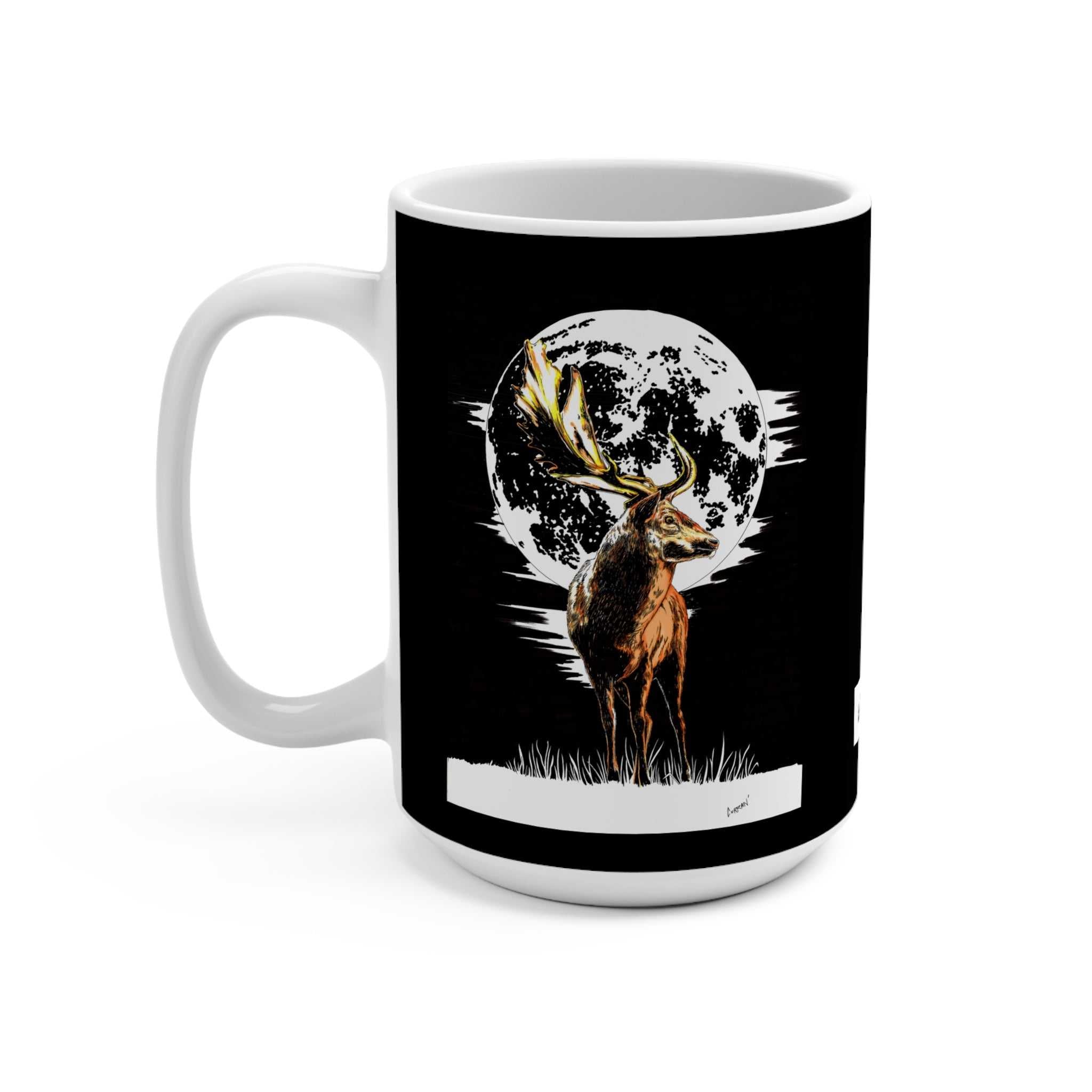 Original Hand-Drawn Deer Wall Art on a 15oz Mug