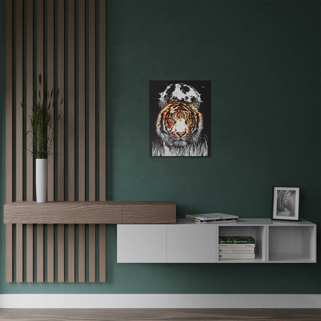 Tiger Satin Poster - 300gsm Art Print with Moon Design
