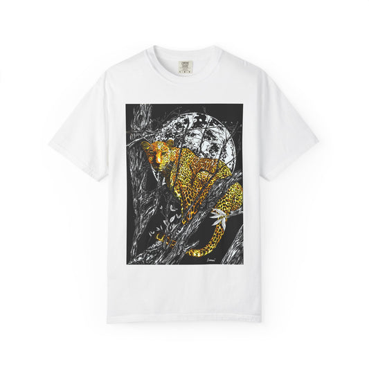 Moonlit Leopard Unisex Garment-Dyed T-Shirt - Wild Animal Art Tee