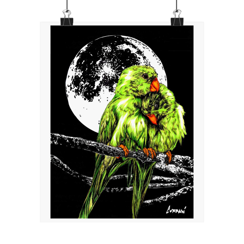 Bring your walls to life with the stunning Vibrant Lovebirds Satin Poster - 300gsm Wall Art. Add a pop of color to your space today!