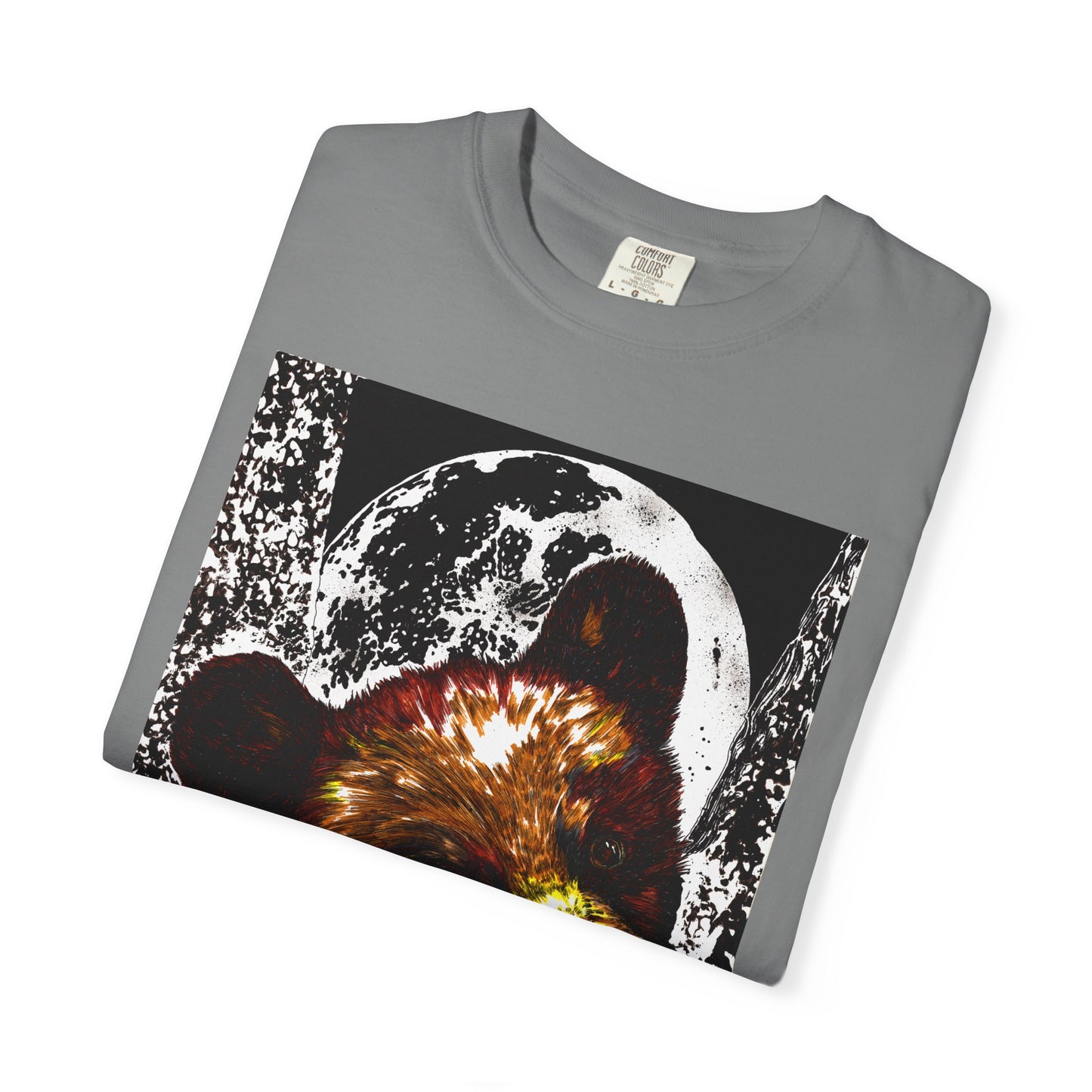 Moonlit Brown Bear Cub Unisex Garment-Dyed T-Shirt | Nature-Inspired Apparel