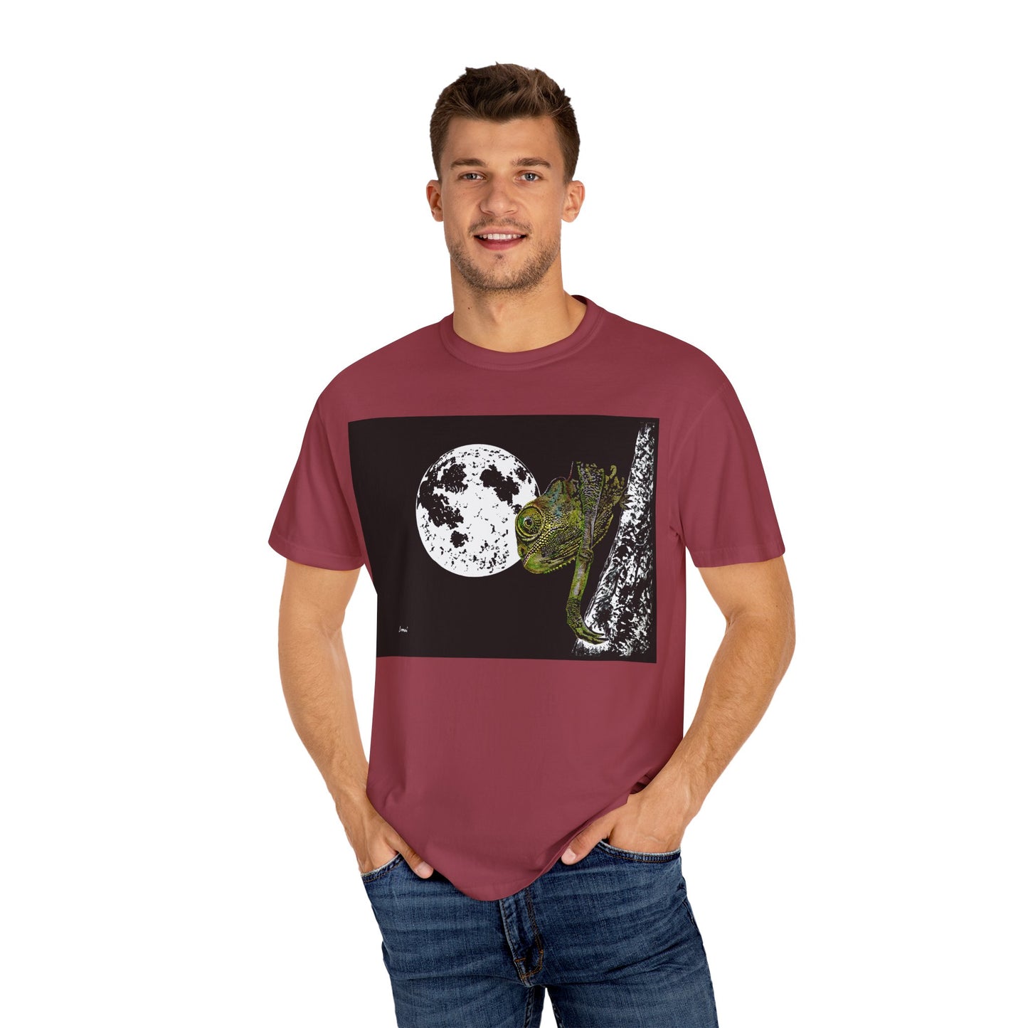 Moonlit Chameleon Unisex T-Shirt - Nature-Inspired Art Tee for Wildlife Lovers