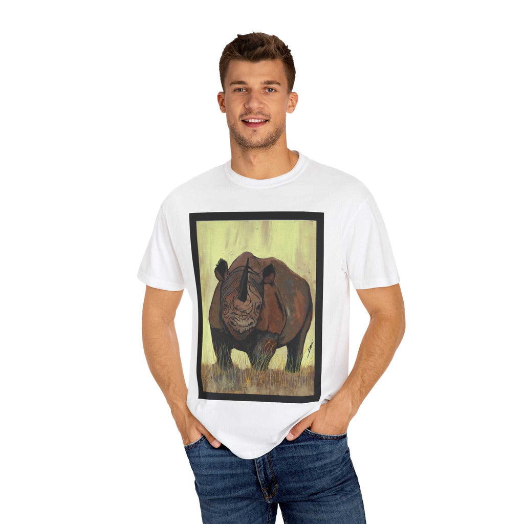 Perfect blend of style and sustainability with our Wildlife Rhinos Unisex Garment-Dyed T-Shirt - Eco-Friendly Nature Art. Stand out in nature-inspired fashion!