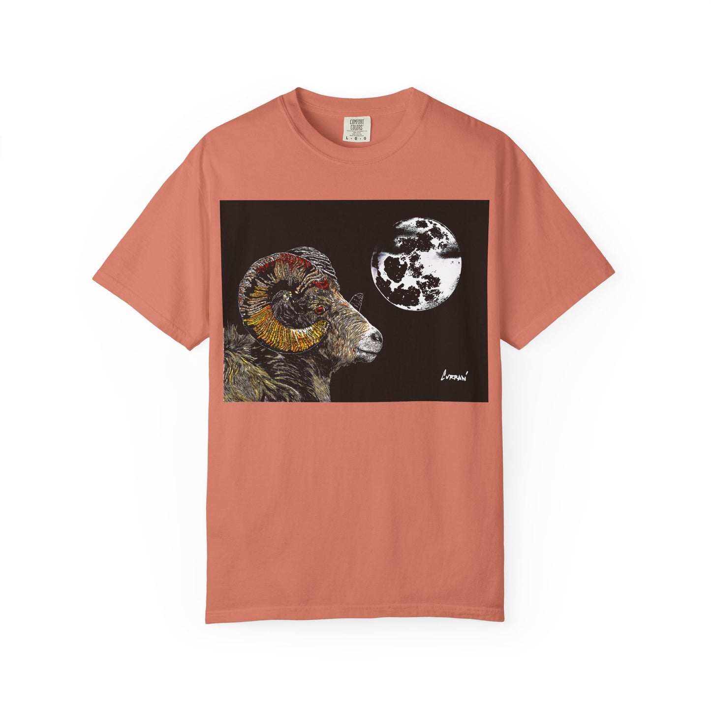 Ram and Moon Graphic Unisex T-Shirt - Nature-Inspired Artwear