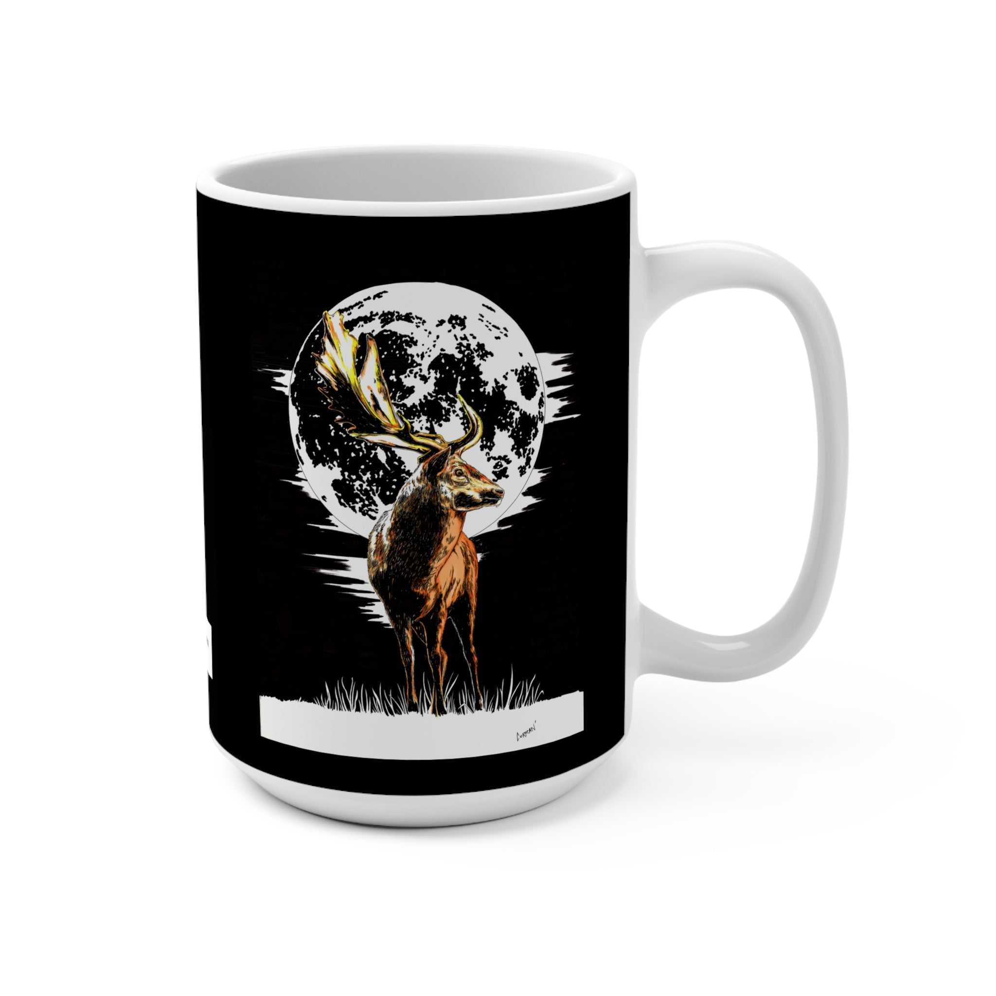 Original Hand-Drawn Deer Wall Art on a 15oz Mug