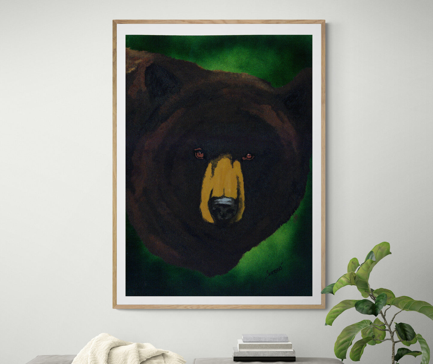 Original Hand-Painted Brown Bear Wall Art by Kris Curran