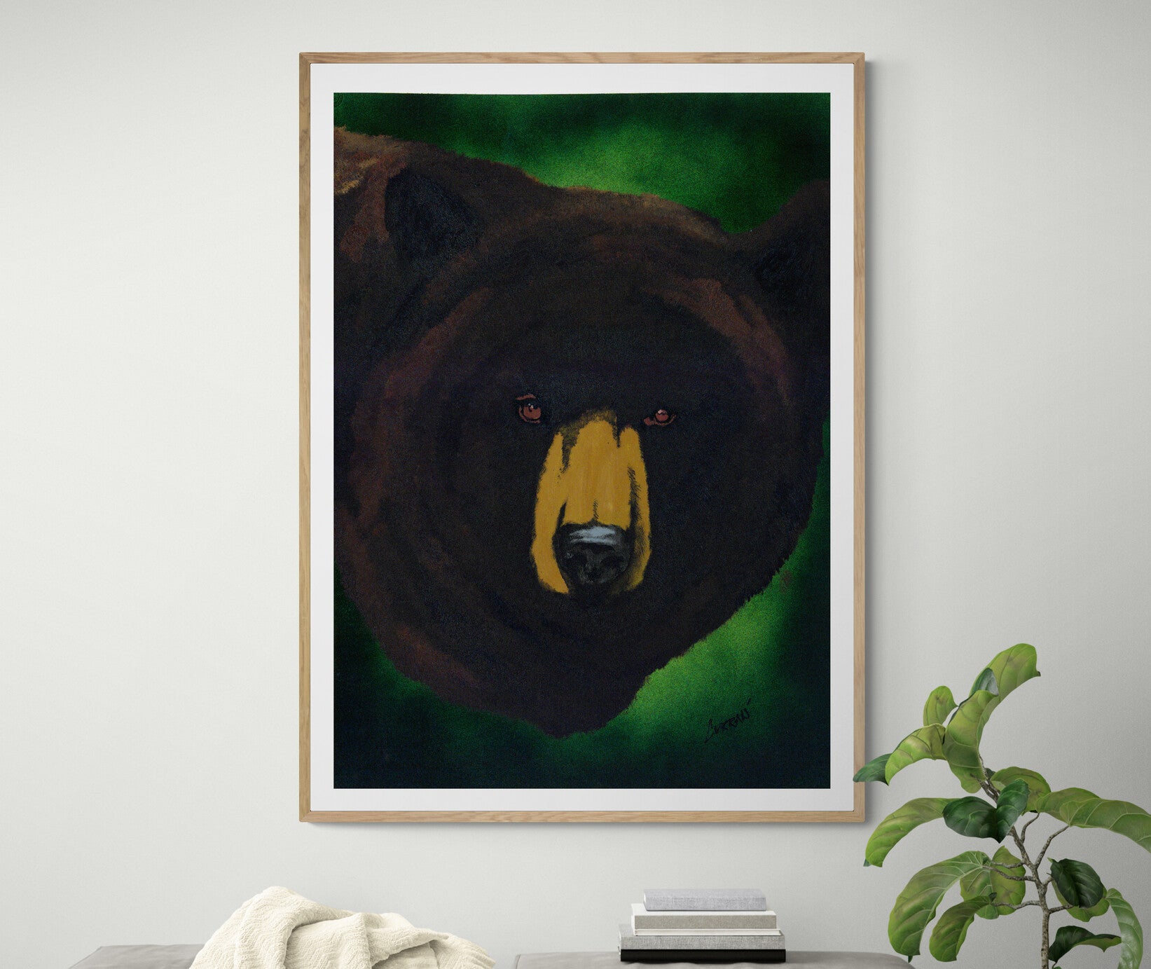 Original Hand-Painted Brown Bear Wall Art by Kris Curran