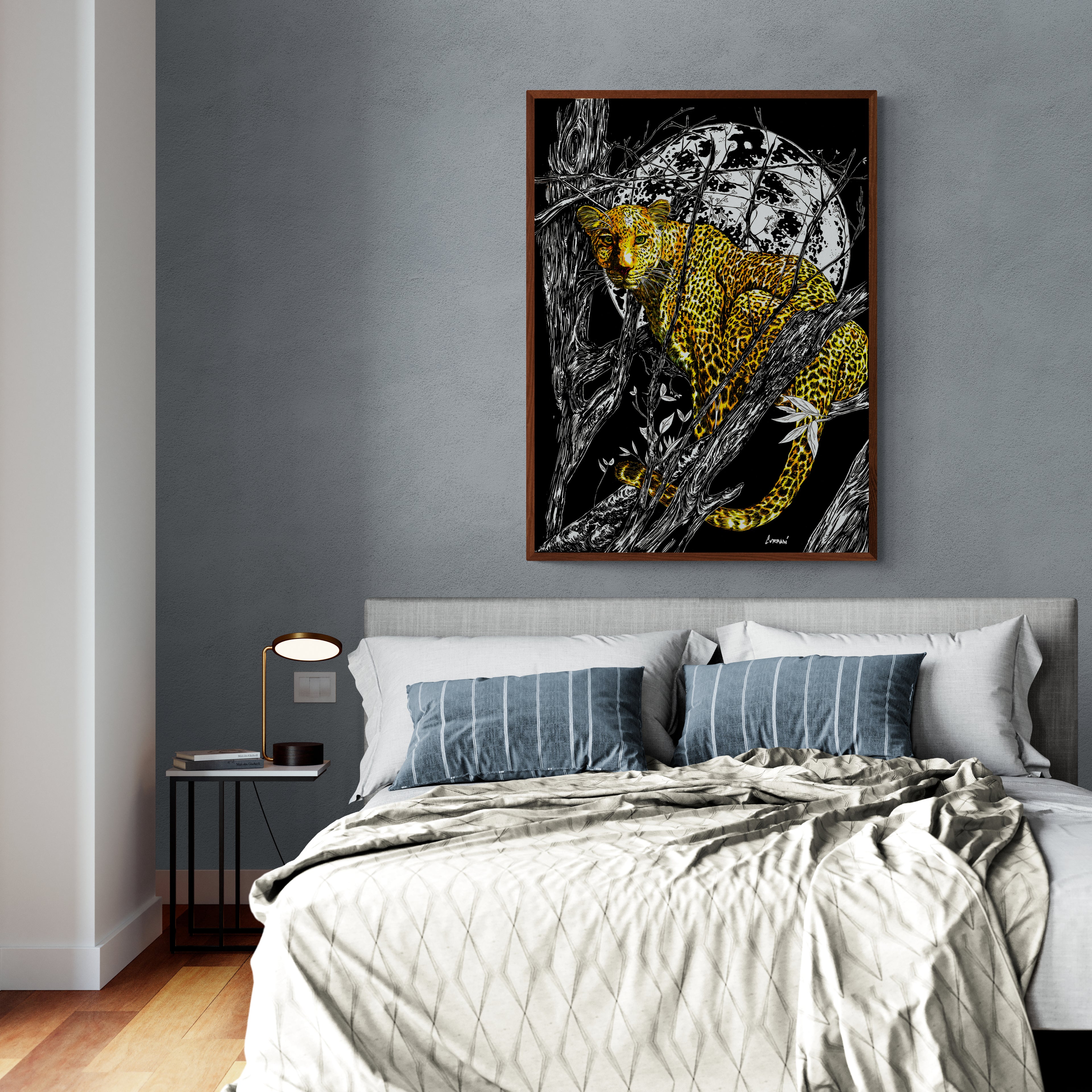 Cheetah 1 Wall Art Poster, Hand Drawn Art by Kris Curran