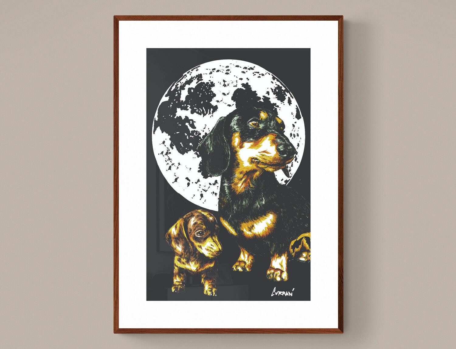 Dachshunds Original Hand Drawn Wall Art Poster